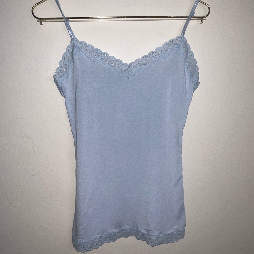 American Eagle Outfitters Womens Blue Lace‎ Trim Cami Tank Top Small S P Modal